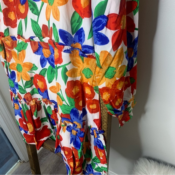 First Love Bubble Sleeve Floral Print Dress - Picture 4 of 6